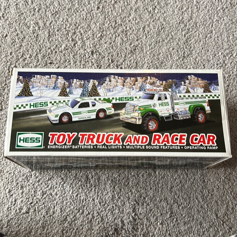 BNIB 2011 Hess Toy Truck and Race Car